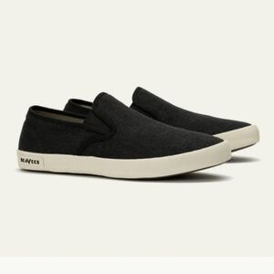 SEAVEES BAJA SLIP-ON SHOES SNEAKERS LINEN BLACK 8 / 8.5
